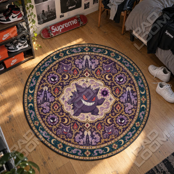Gengar Shadow Pokemon round rug on a bedroom floor - Pokemon chair mat
