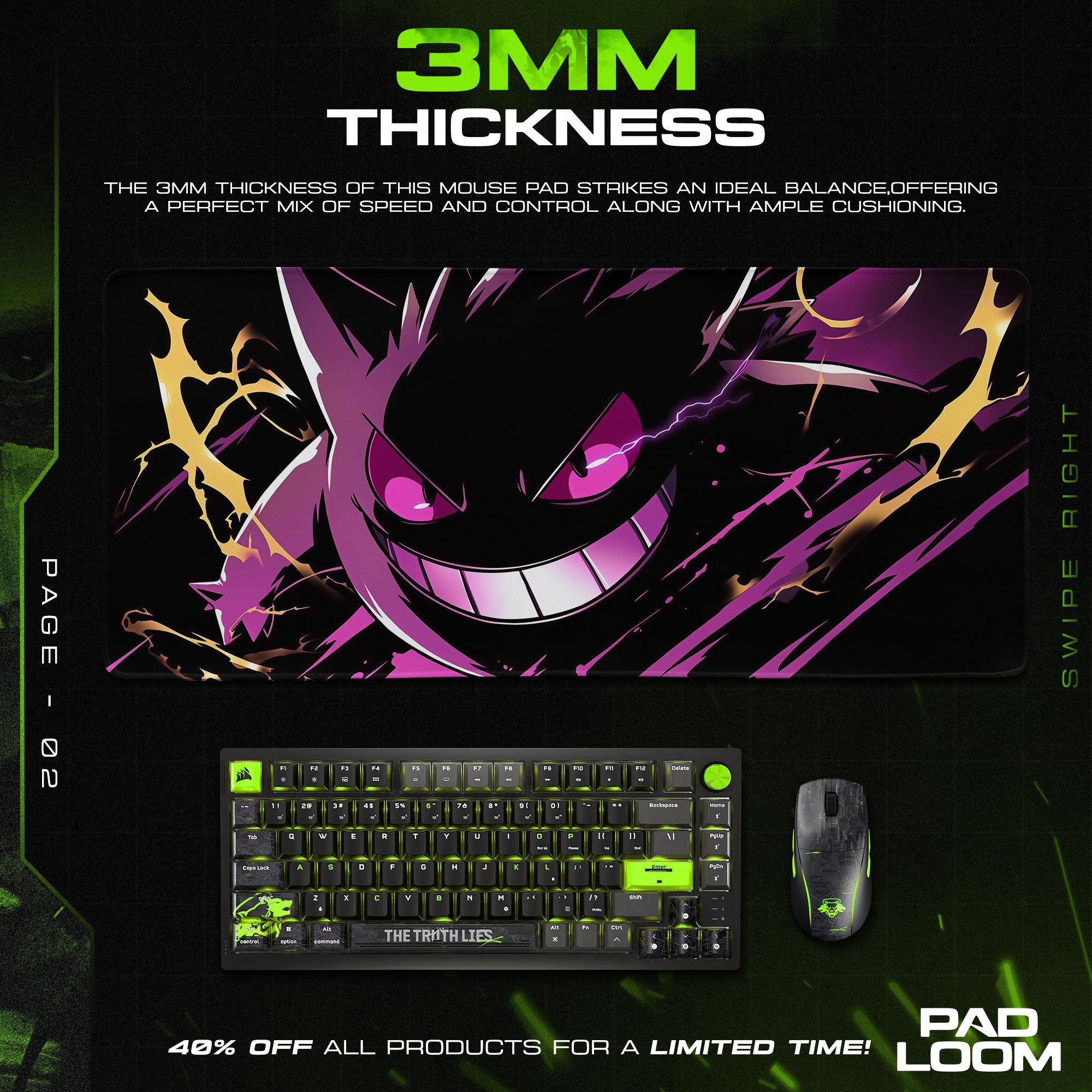 Gengar Shadow Shock Mouse Pad, Pokémon Gaming Desk Mat