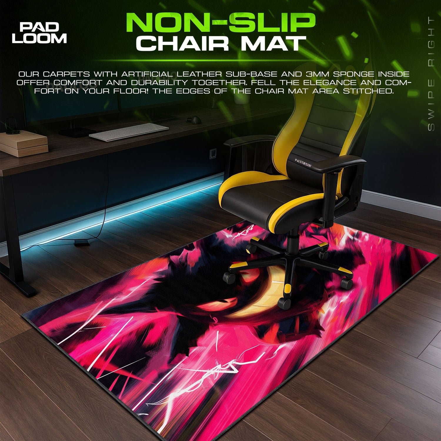 Gengar Shadow Surge Mouse Pad, Pokémon Gaming Desk Mat Padloom
