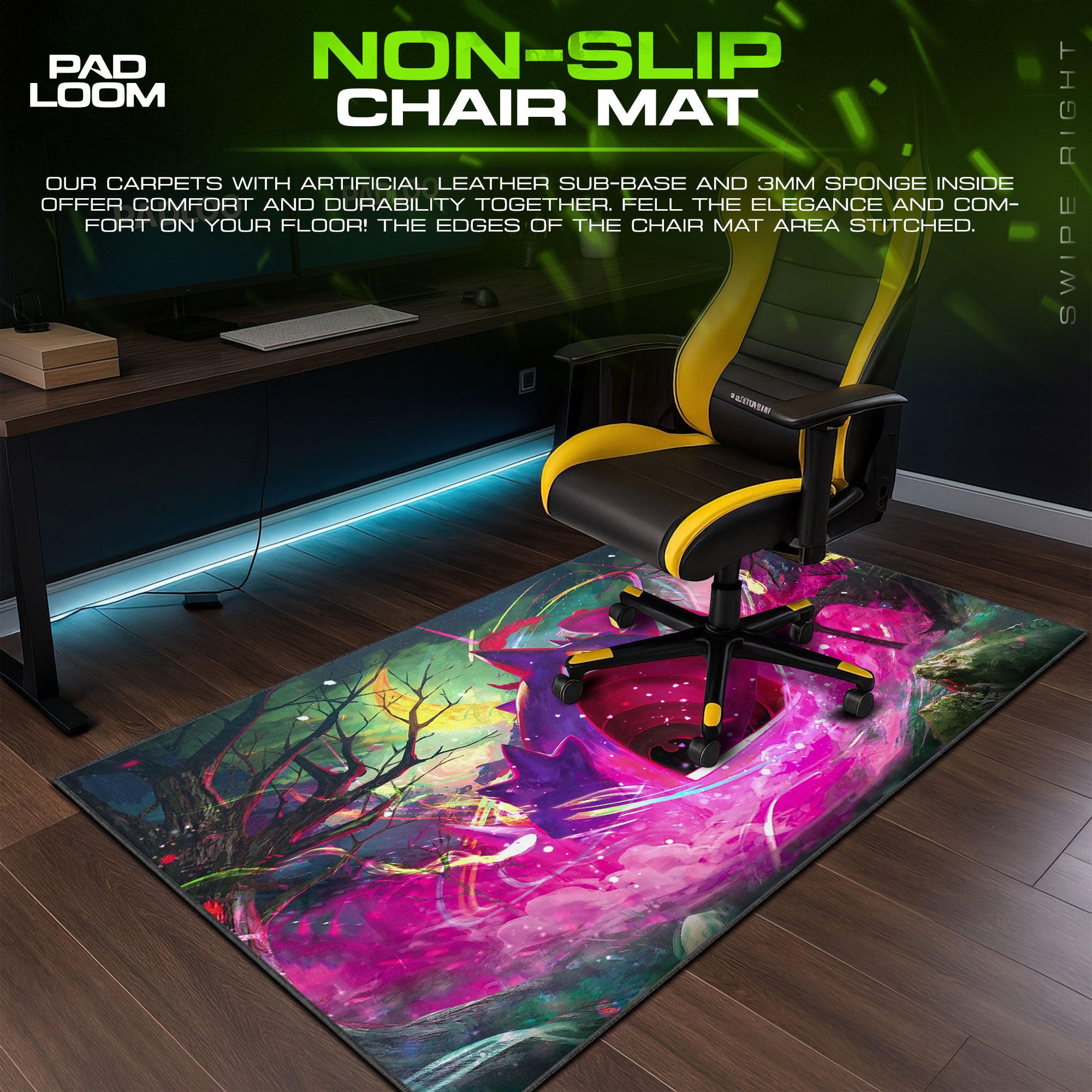 Gengar Shadow Swirl Mouse Pad, Pokemon Game Desk Mat