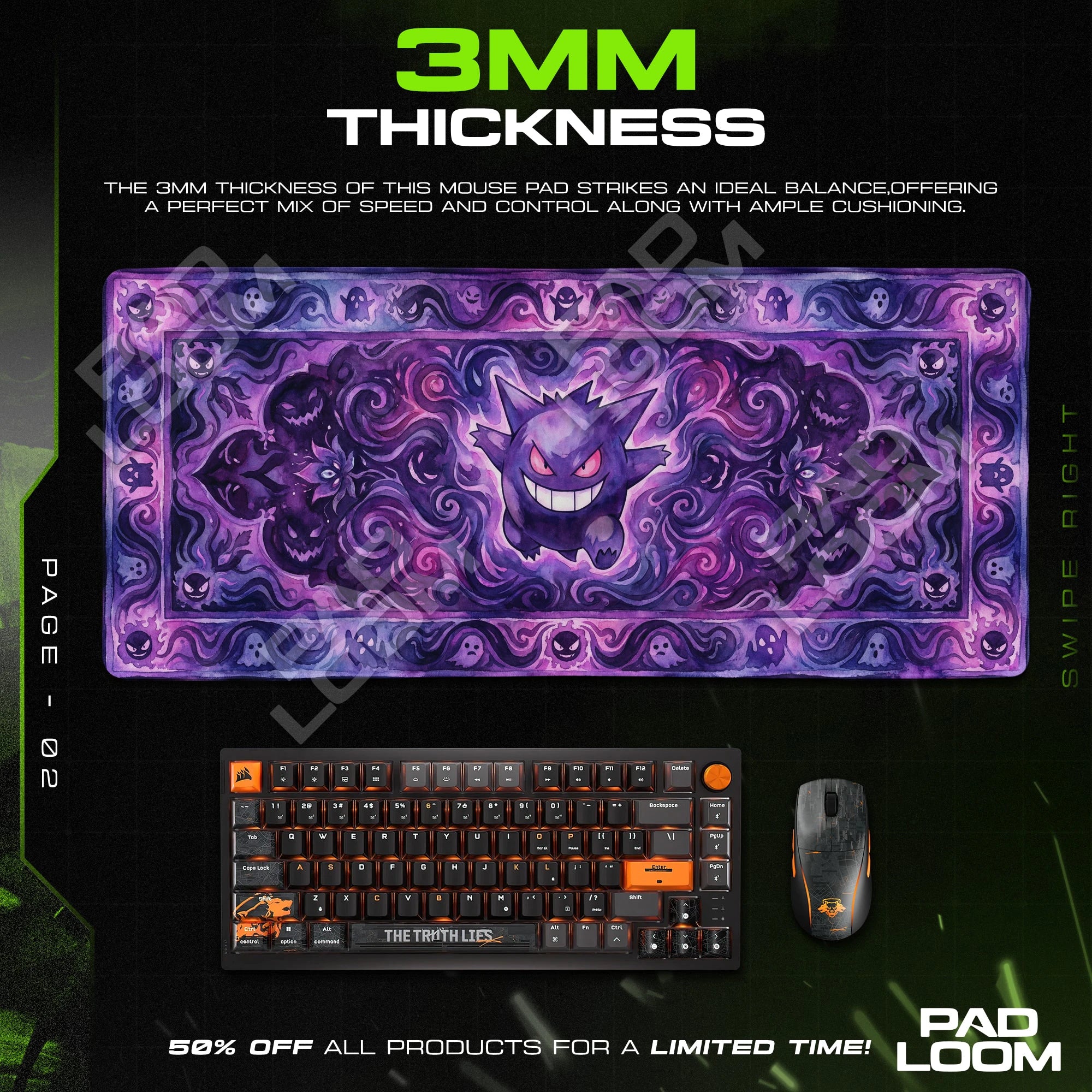 Gengar Spectral Tapestry Mouse Pad - Pokemon Desk Mat