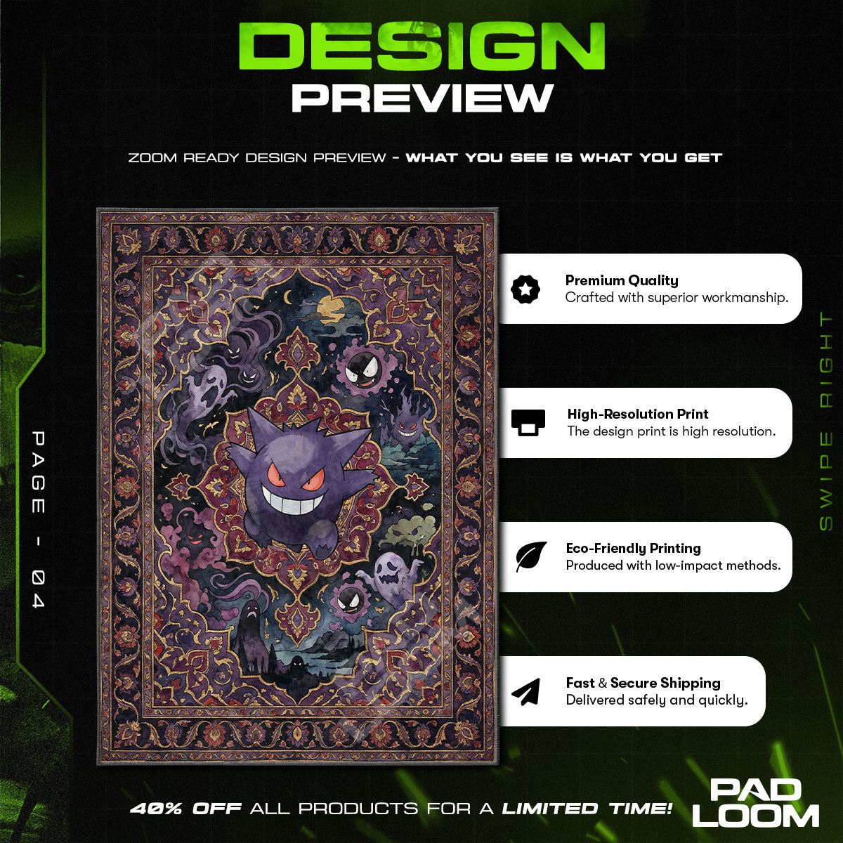 Chair character design printed on rug