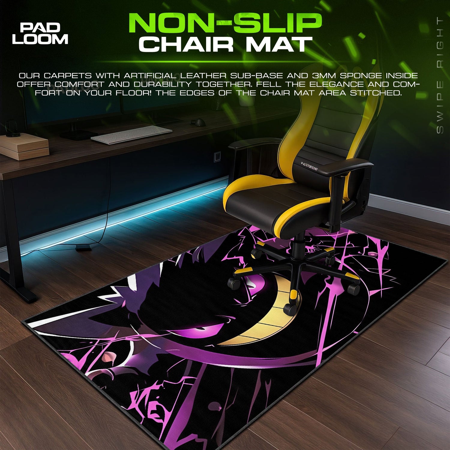 Gengar Void Grin Mouse Pad, Pokémon Gaming Desk Mat Padloom
