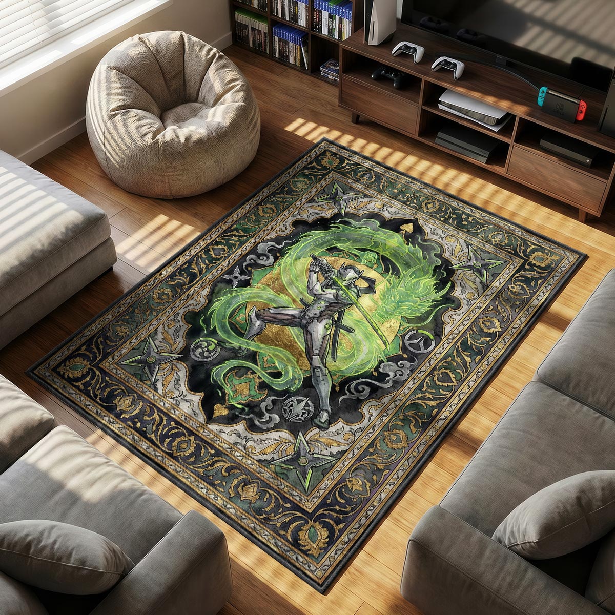 Genji Dragonblade Rug - Overwatch Chair Mat
