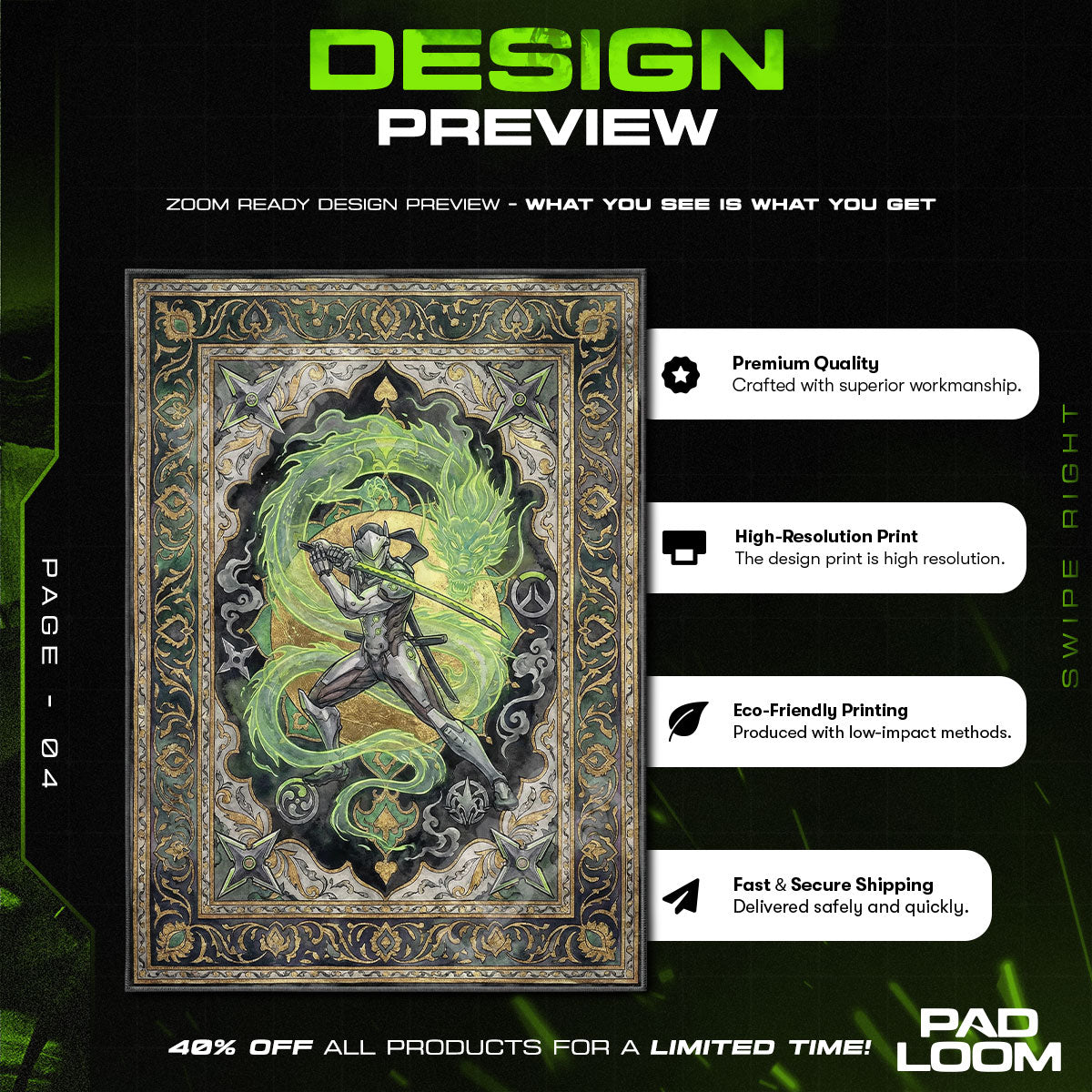 Genji Dragonblade Rug - Overwatch Chair Mat