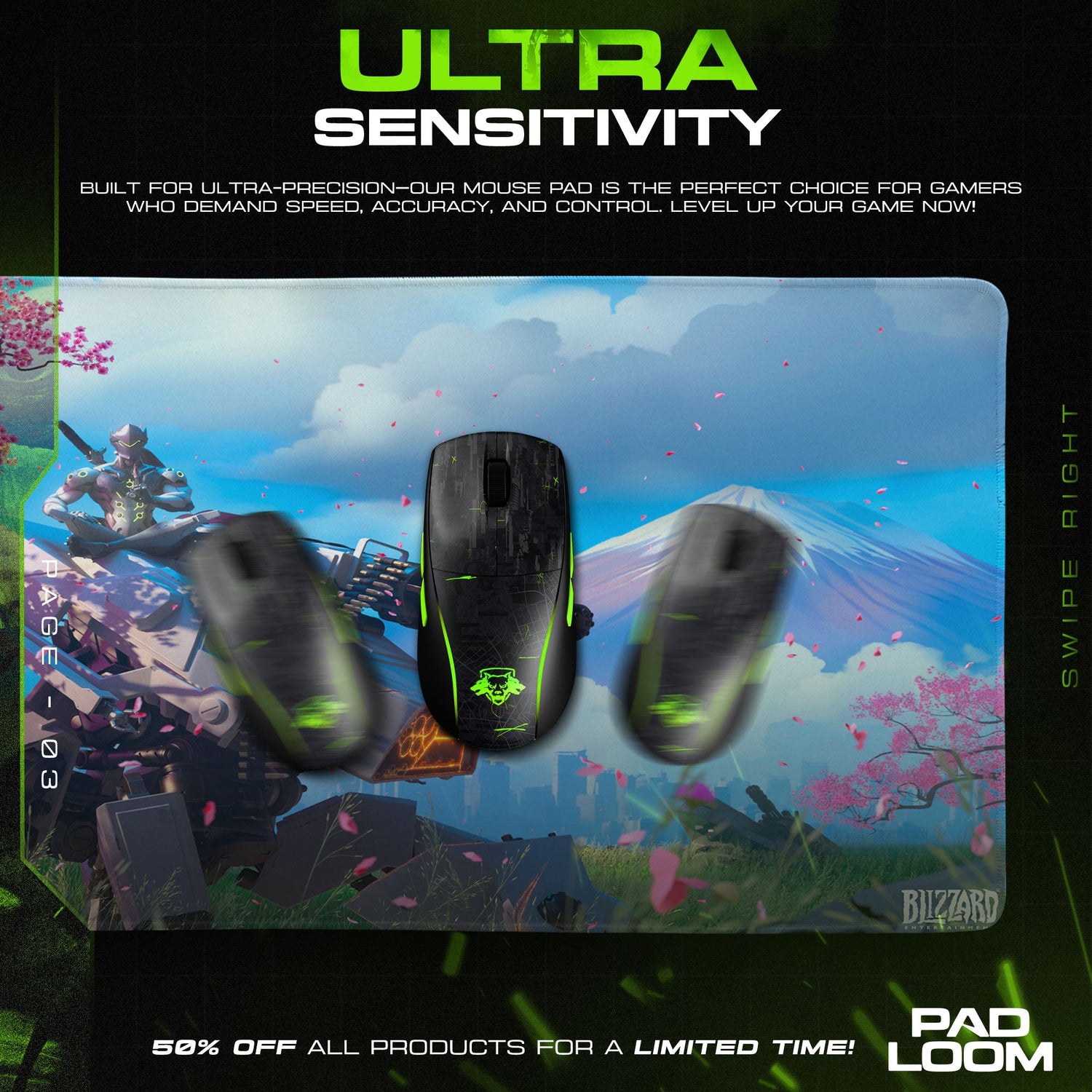 Genji Sakura Scene Mouse Pad, Game Anime Gaming Desk Mat Padloom