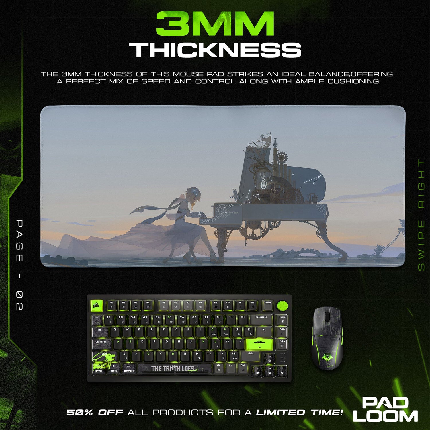 Genshin Impact Elegy of the Piano Mouse Pad, Anime Gaming Desk Mat Padloom