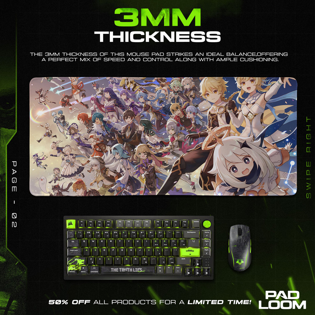 Genshin Impact Full Roster Mouse Pad, Anime Gaming Desk Mat