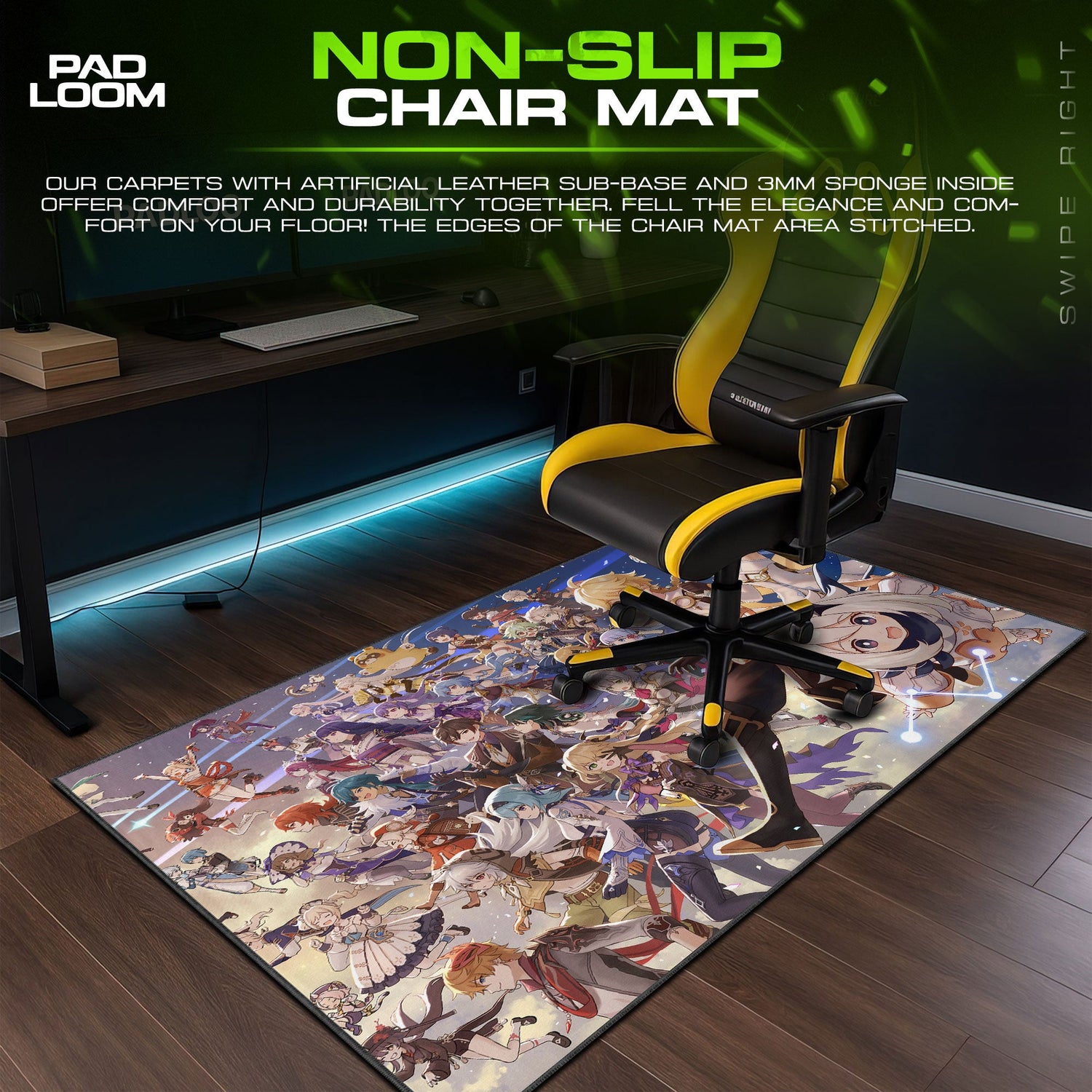Genshin Impact Full Roster Mouse Pad, Anime Gaming Desk Mat Padloom