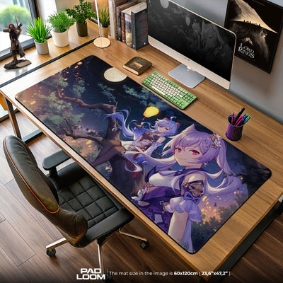 Genshin Impact Ganyu & Keqing Moonlight Mouse Pad, Anime Gaming Desk Mat