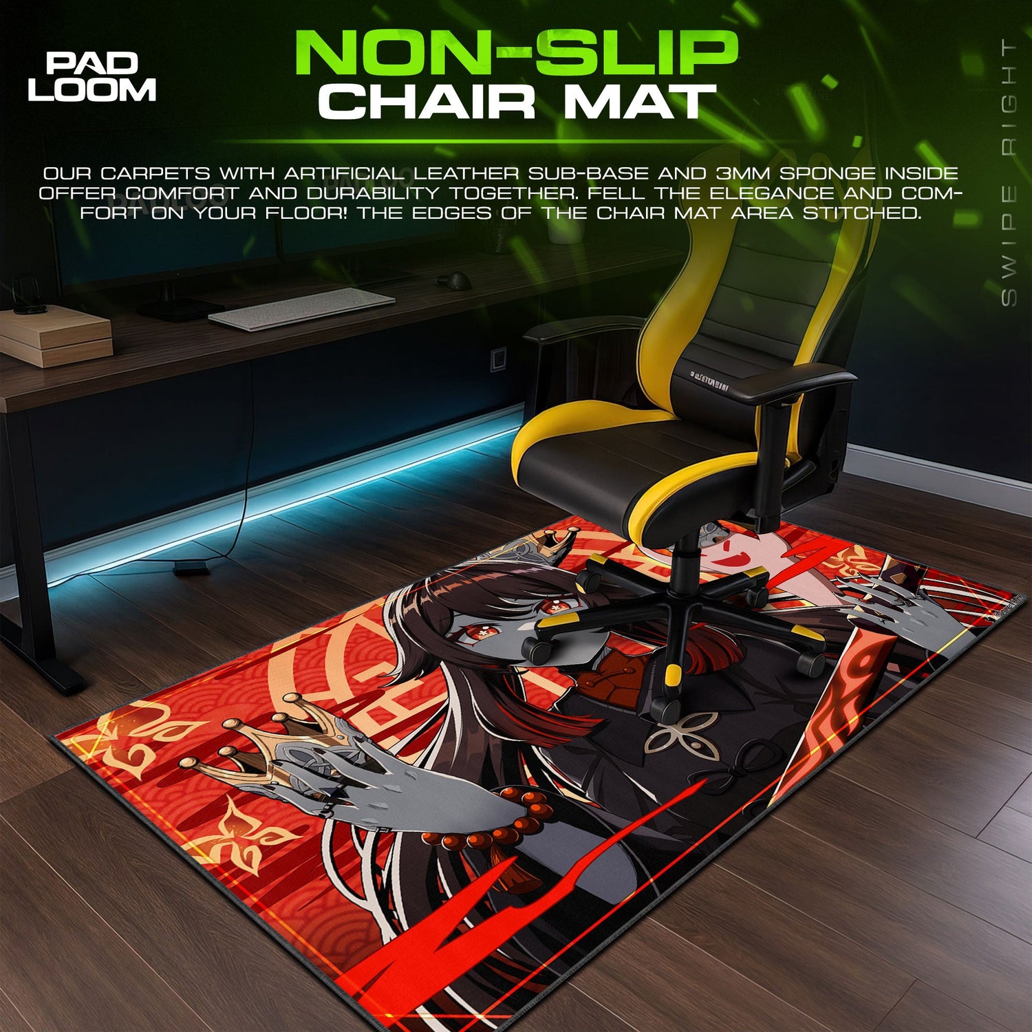 Genshin Impact Hu Tao Crown Mouse Pad, Anime Gaming Desk Mat Padloom
