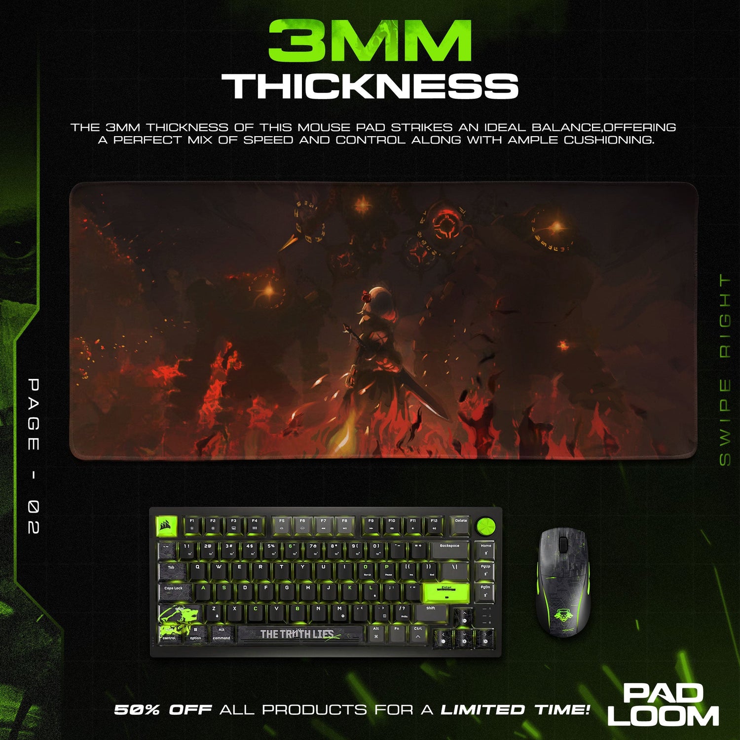 Genshin Impact Hu Tao Inferno Gaze Mouse Pad, Anime Gaming Desk Mat Padloom