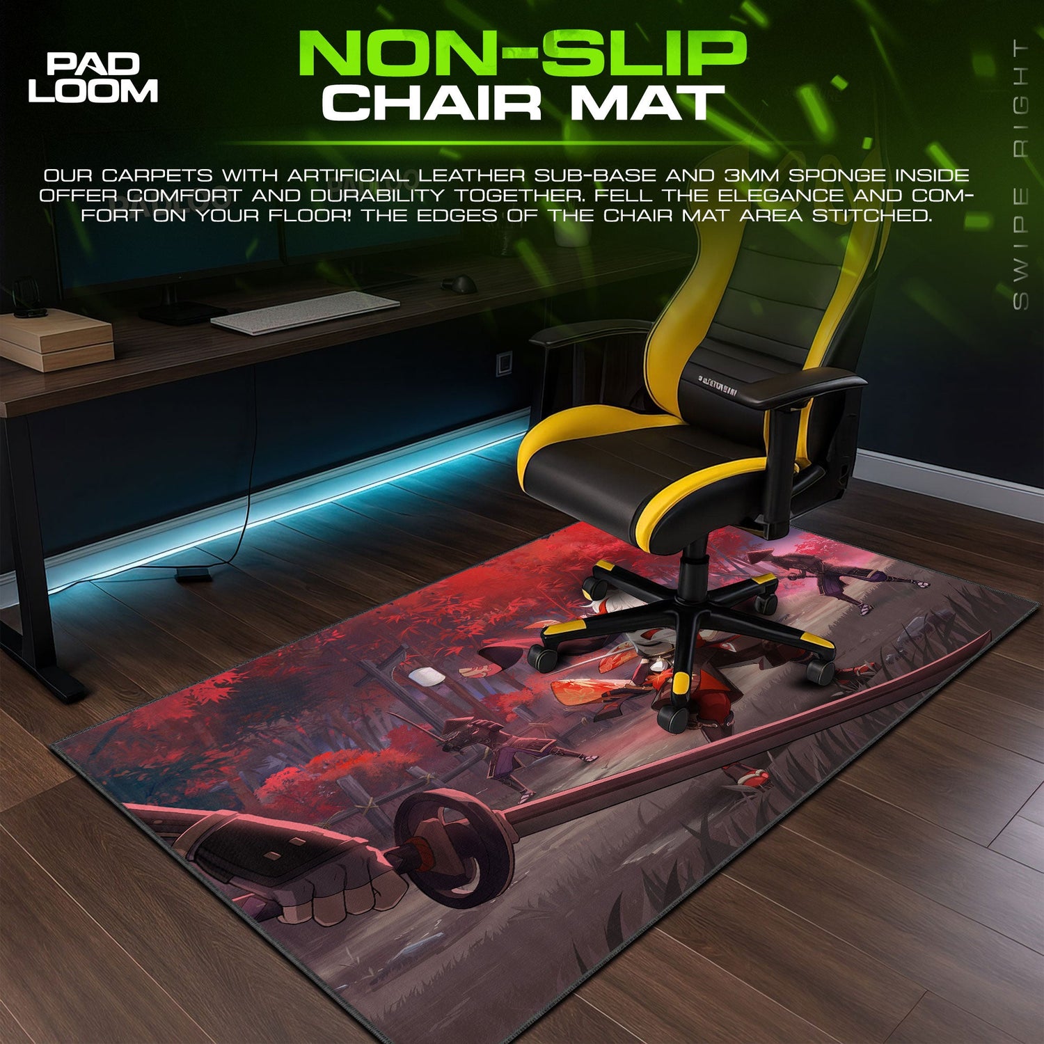 Genshin Impact Kazuha Duel Mouse Pad, Anime Gaming Desk Mat Padloom