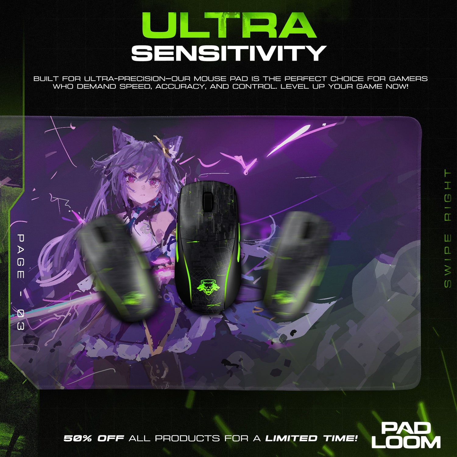 Genshin Impact Keqing Electro Slash Mouse Pad, Anime Gaming Desk Mat Padloom