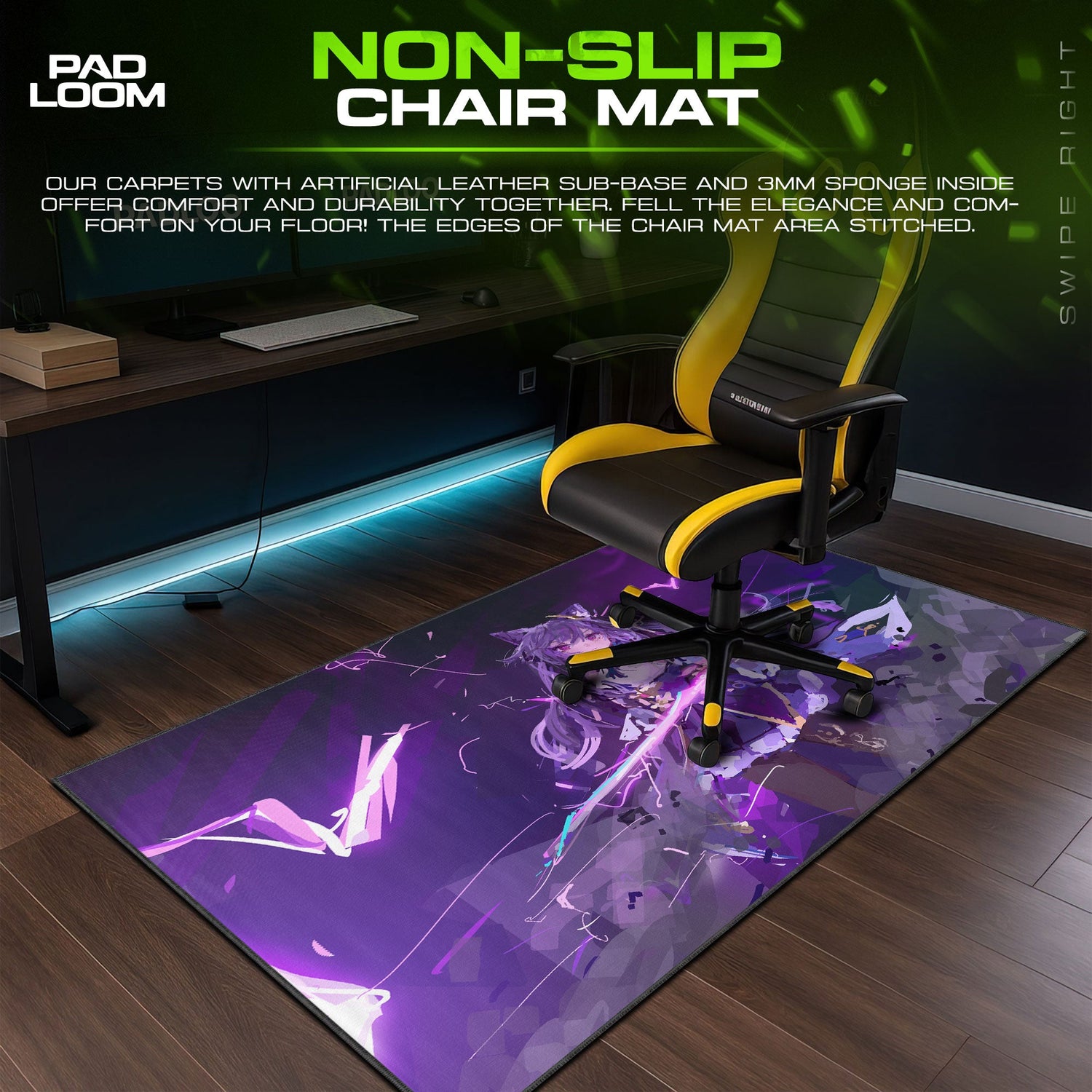 Genshin Impact Keqing Electro Slash Mouse Pad, Anime Gaming Desk Mat Padloom