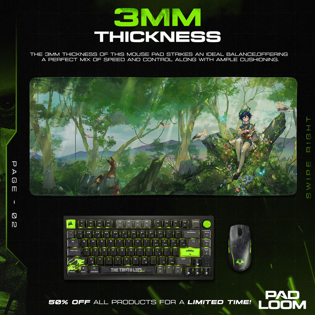 Genshin Impact Tighnari Forest Throne Mouse Pad, Anime Gaming Desk Mat