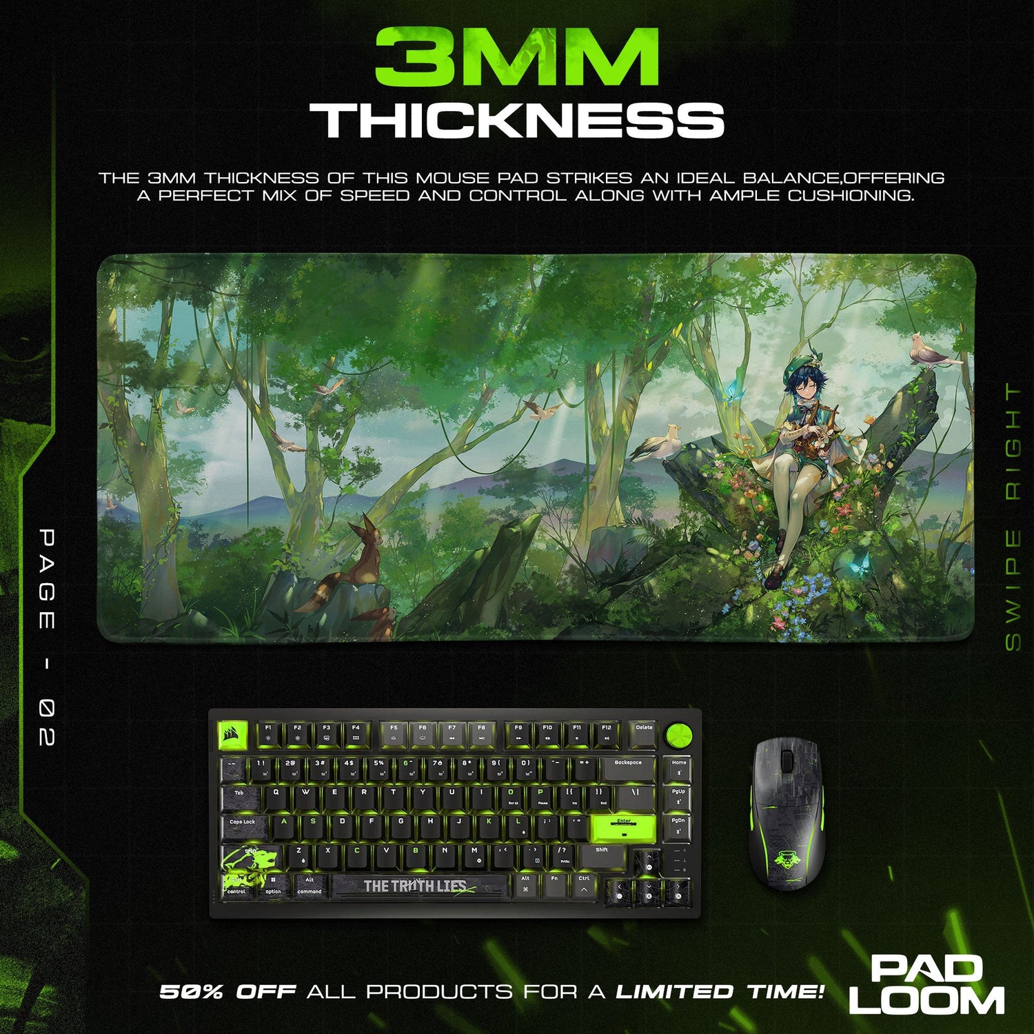 Genshin Impact Tighnari Forest Throne Mouse Pad, Anime Gaming Desk Mat Padloom