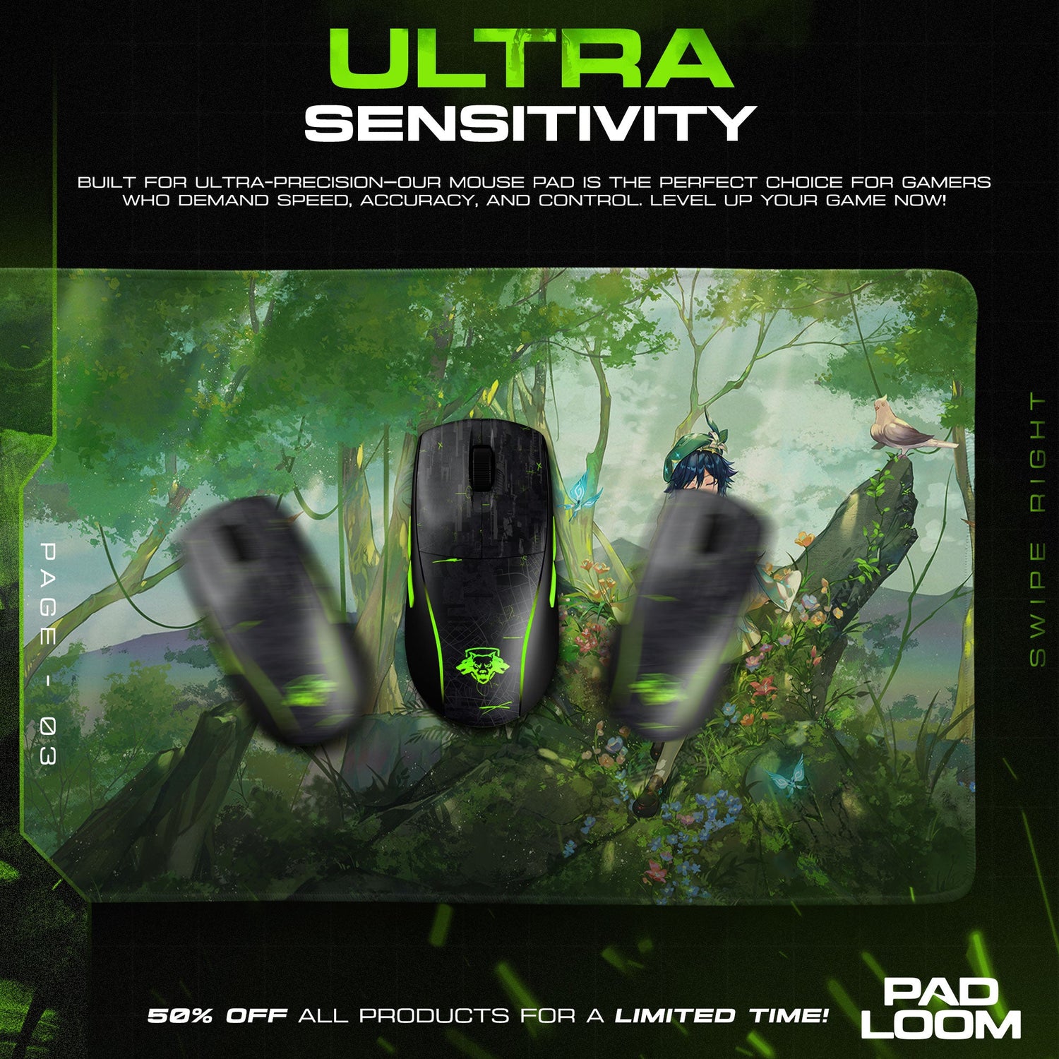 Genshin Impact Tighnari Forest Throne Mouse Pad, Anime Gaming Desk Mat Padloom