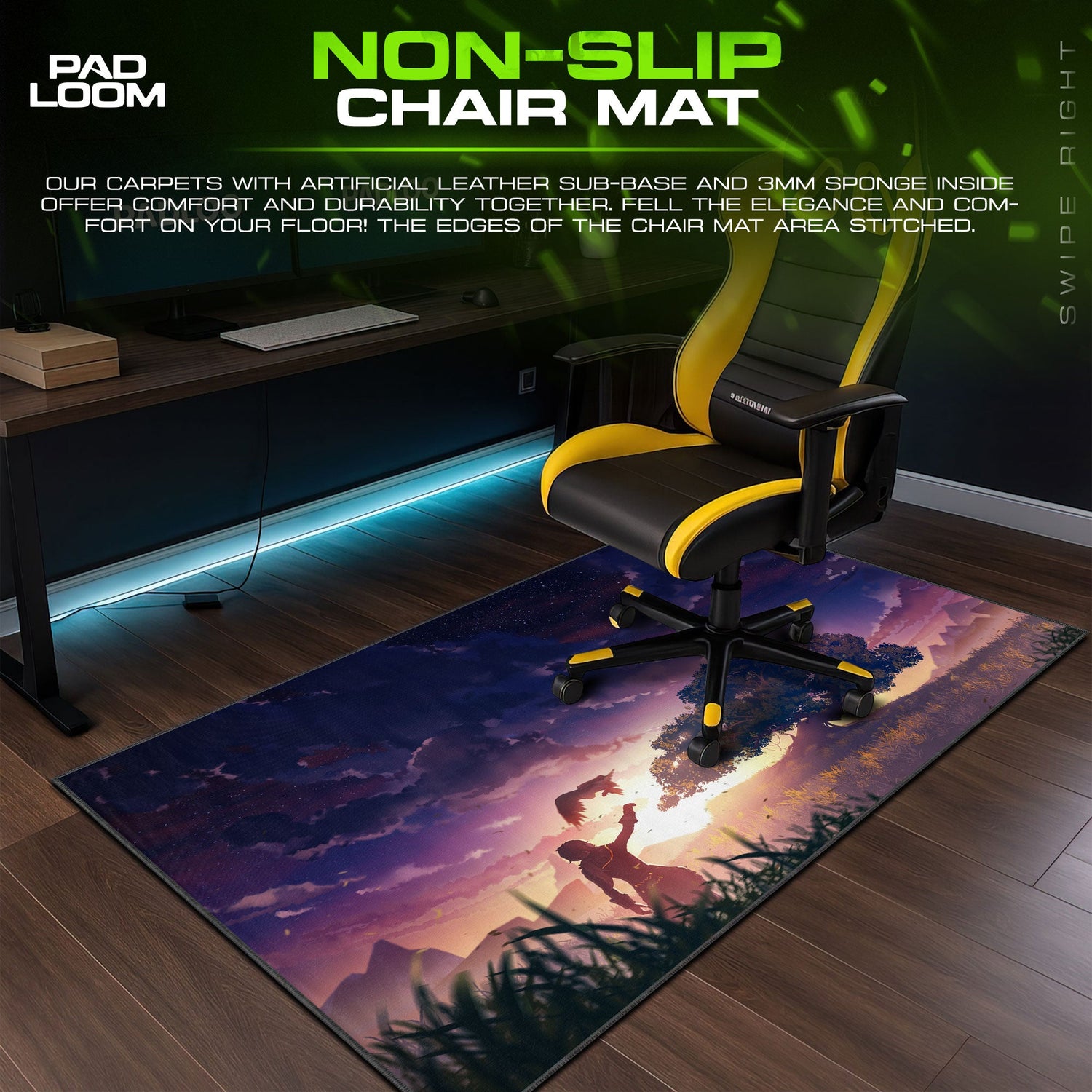 Genshin Impact Traveler & Paimon Tree Mouse Pad, Anime Gaming Desk Mat Padloom