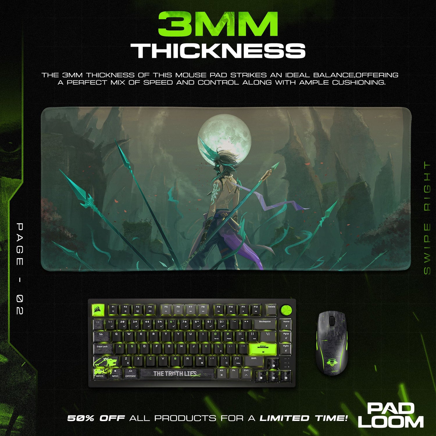 Genshin Impact Xiao Moonlight Stance Mouse Pad, Anime Gaming Desk Mat Padloom