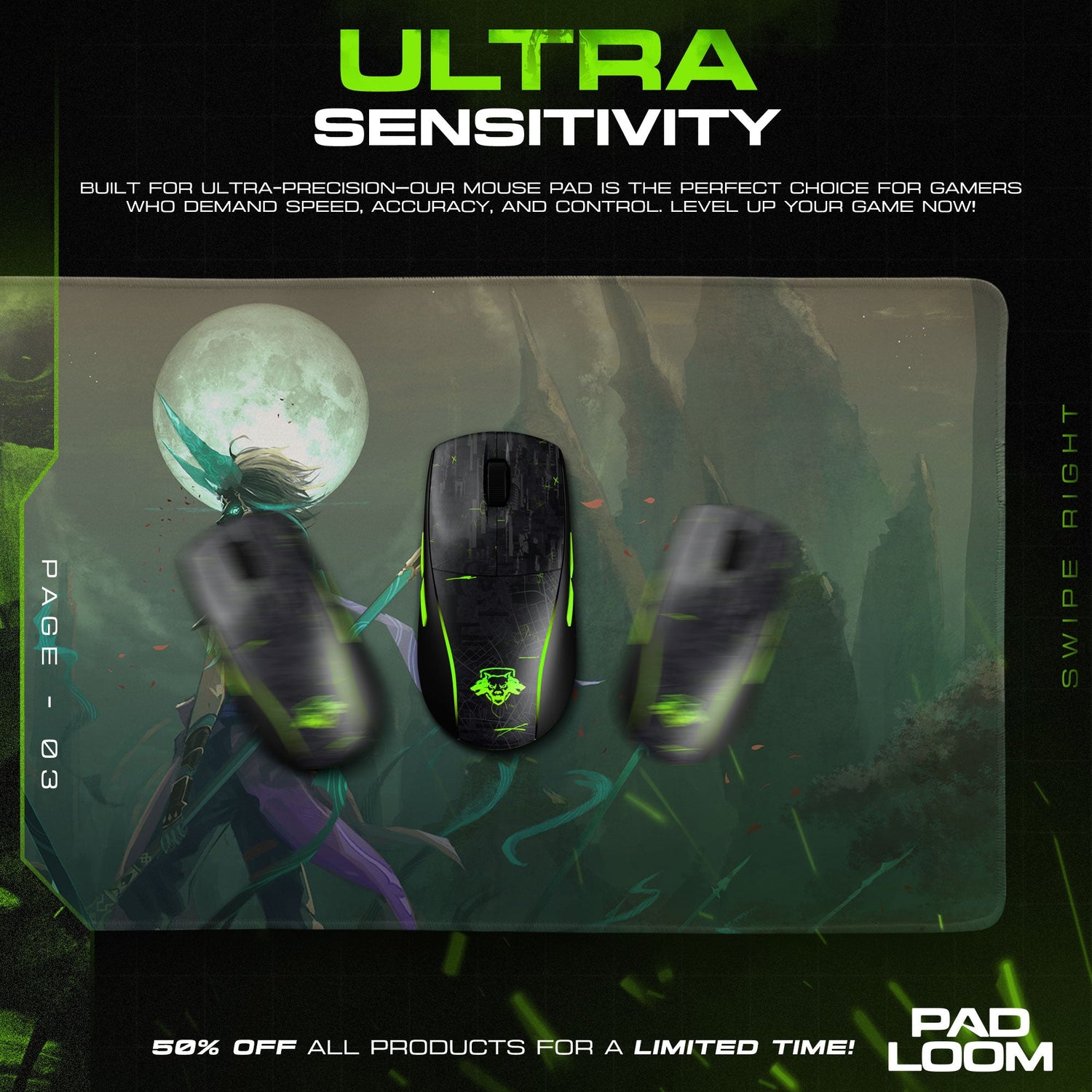 Genshin Impact Xiao Moonlight Stance Mouse Pad, Anime Gaming Desk Mat Padloom