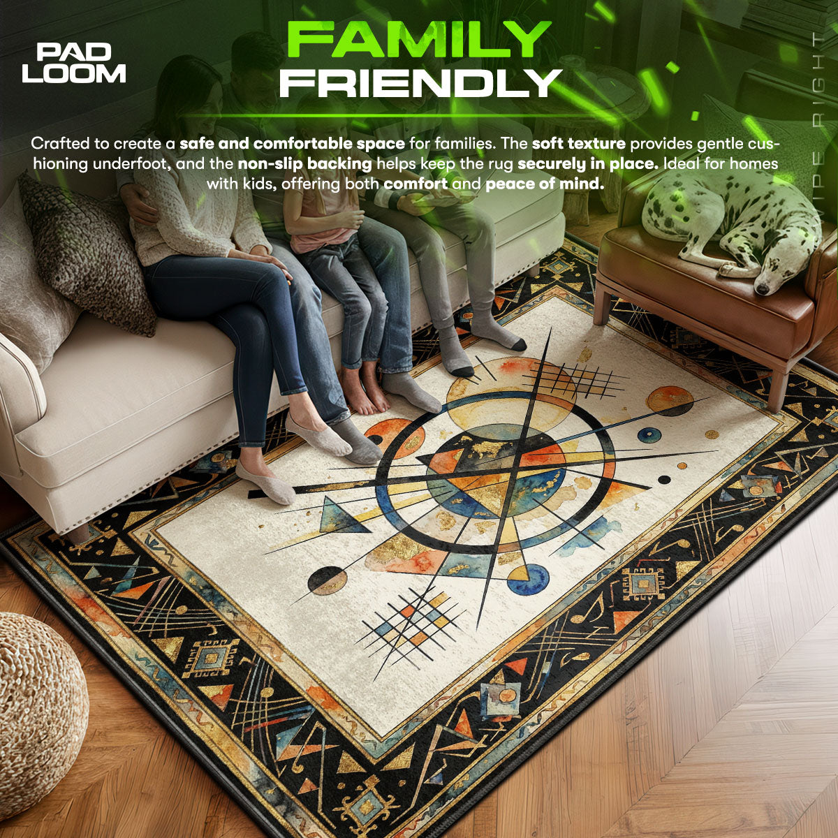 Area character design printed on rug
