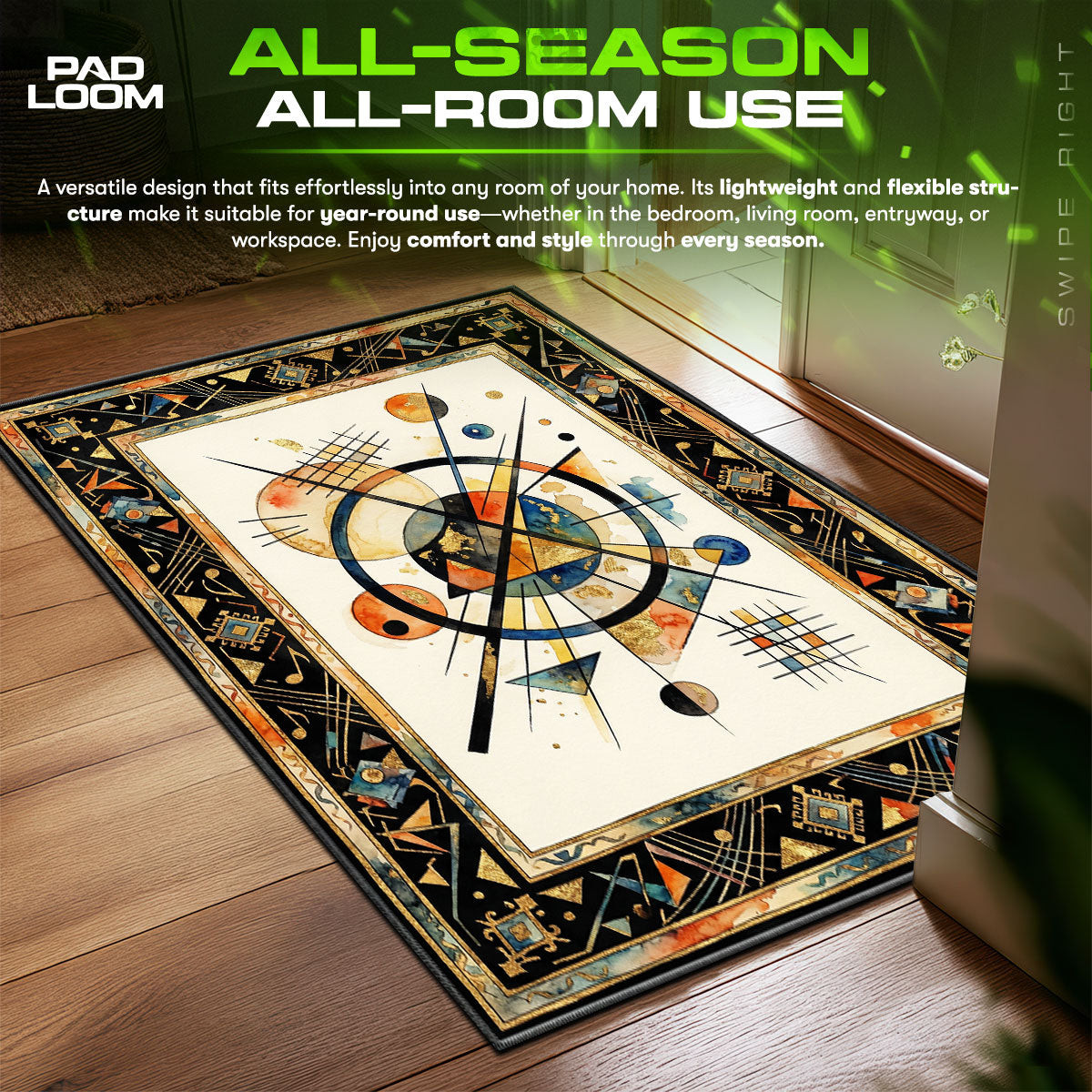 Detailed close-up of Geometric rug pattern