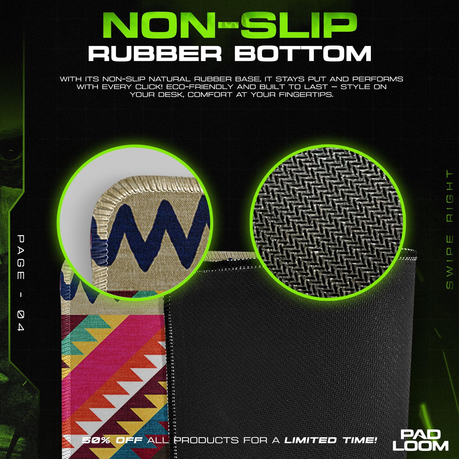 Geometric Rainbow Diamond Mouse Pad, Artistic Gamer Desk Mat Padloom