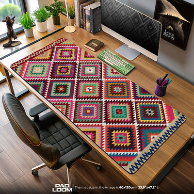 Geometric Rainbow Diamond Mouse Pad, Artistic Gamer Desk Mat