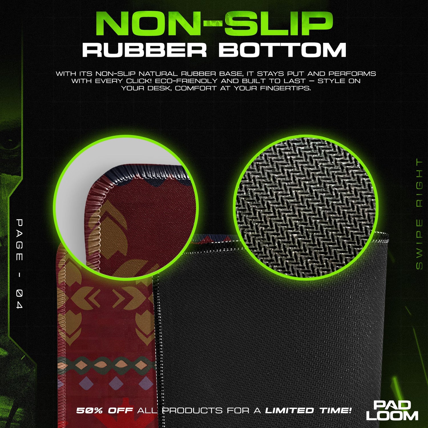 Geometric Tribal Pattern Mouse Pad, Artistic Gamer Desk Mat Padloom