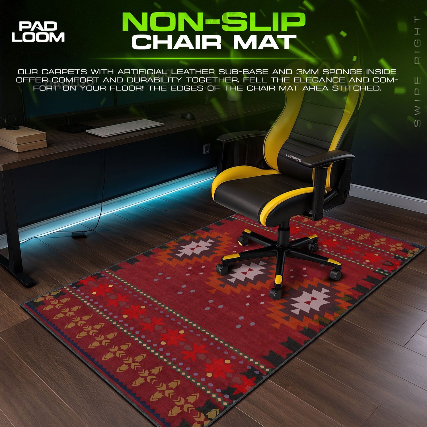 Geometric Tribal Pattern Mouse Pad, Artistic Gamer Desk Mat Padloom