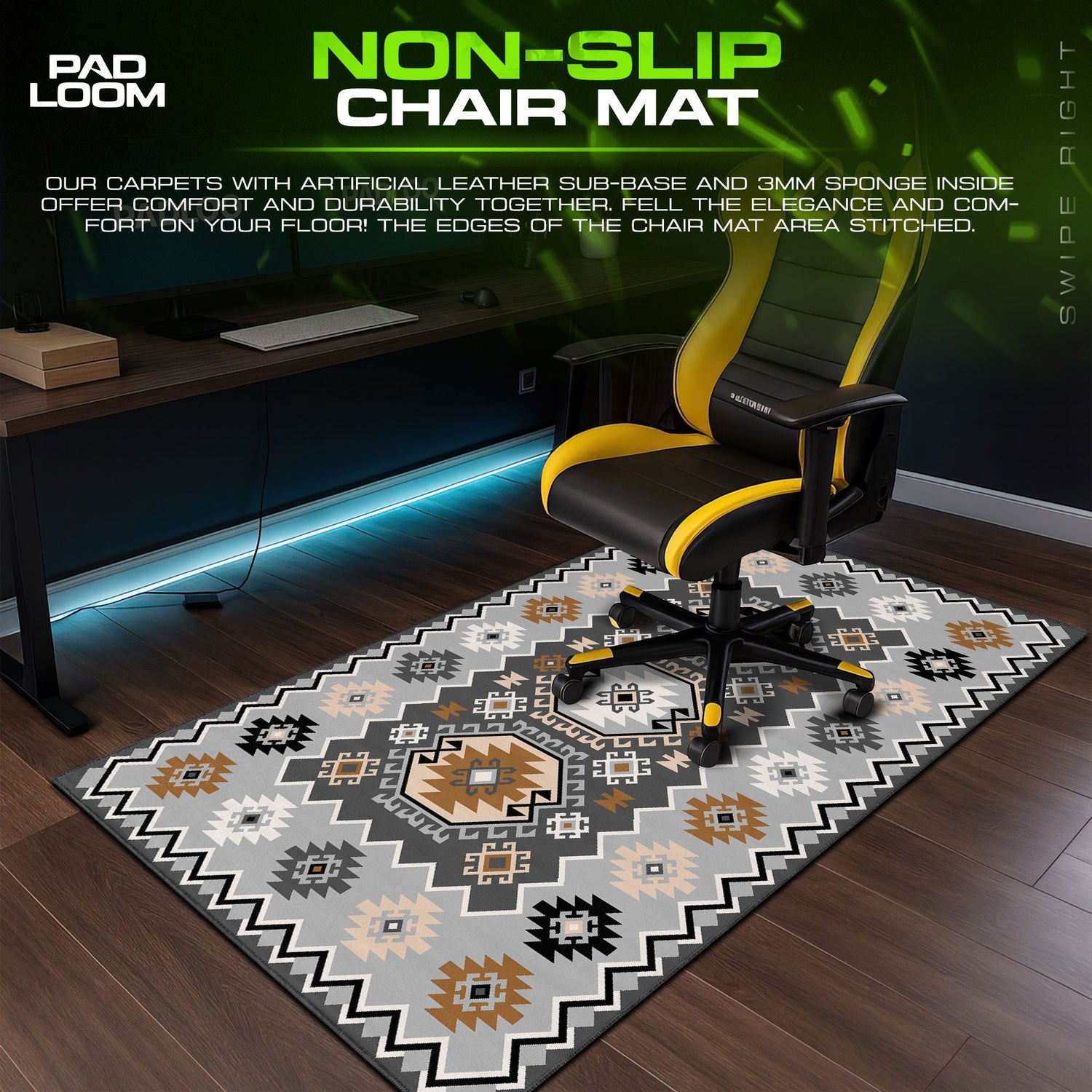 Geometric Tribal Pattern Mouse Pad, Modern Style Gaming Desk Mat Padloom