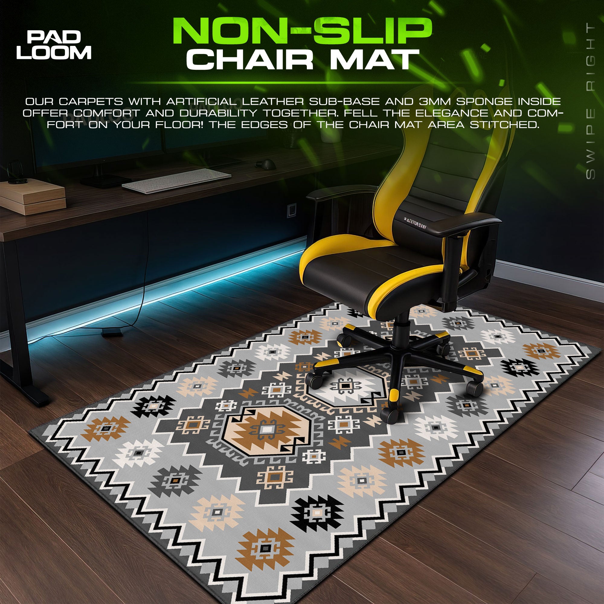Geometric Tribal Pattern Mouse Pad, Modern Style Gaming Desk Mat