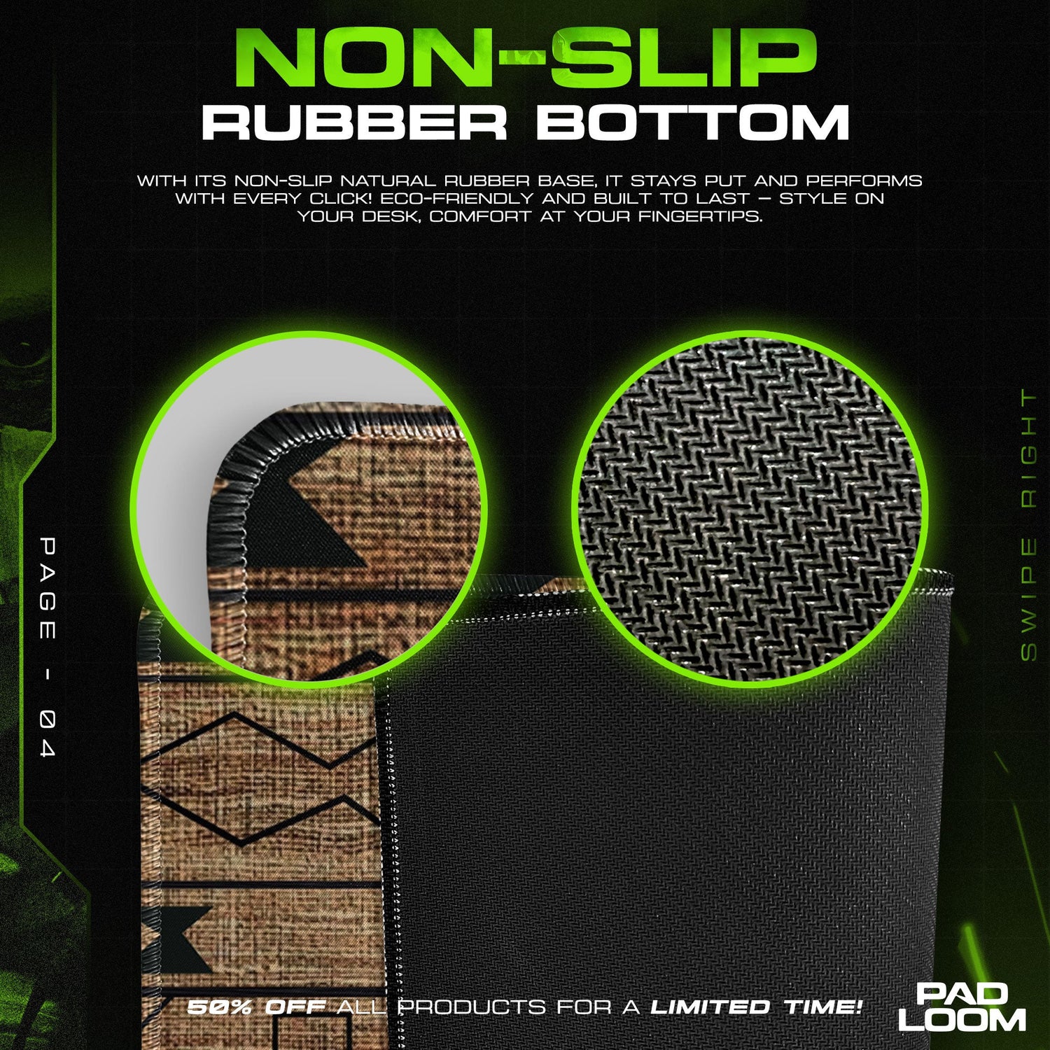 Geometric Woven Texture Mouse Pad, Artistic Gamer Desk Mat Padloom