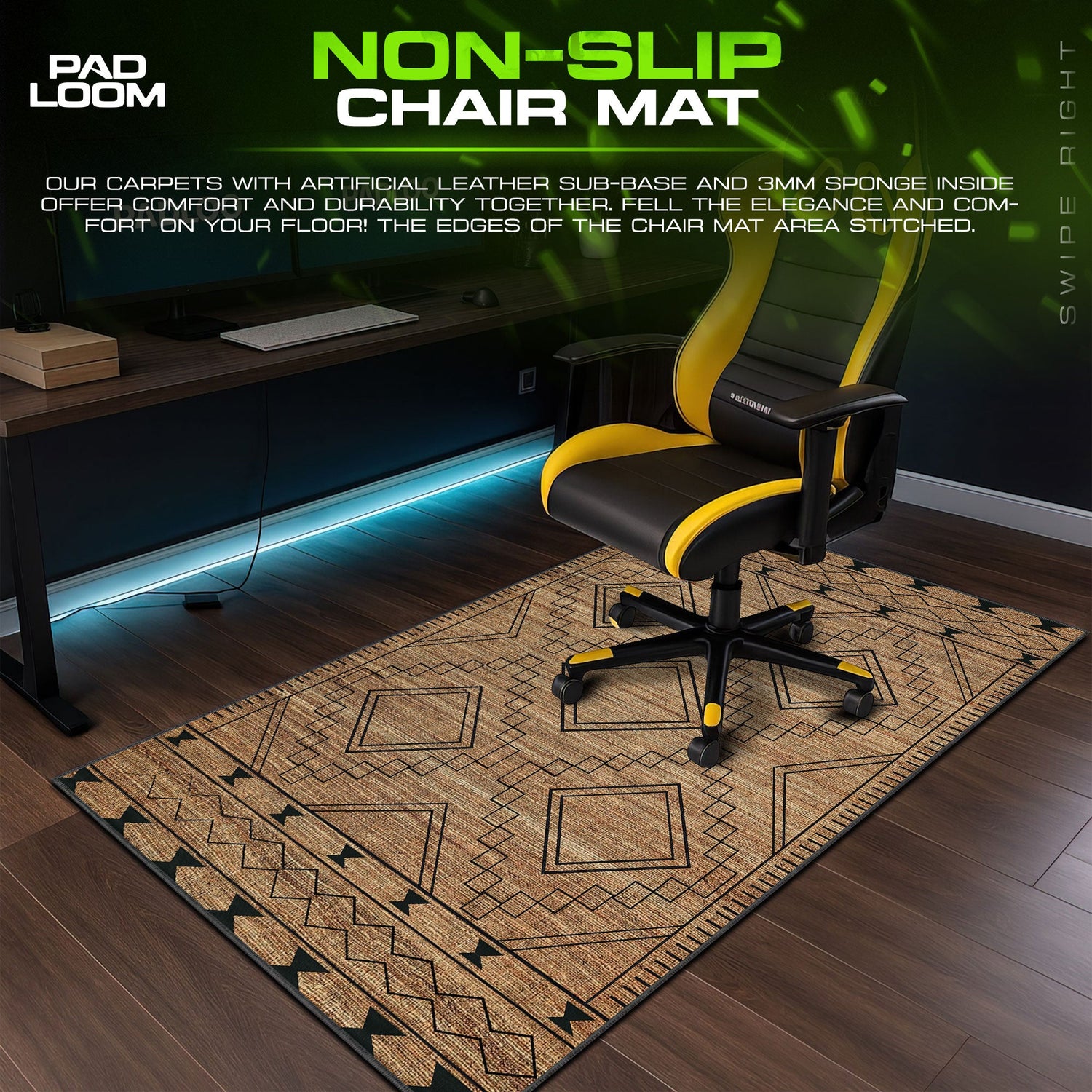Geometric Woven Texture Mouse Pad, Artistic Gamer Desk Mat Padloom