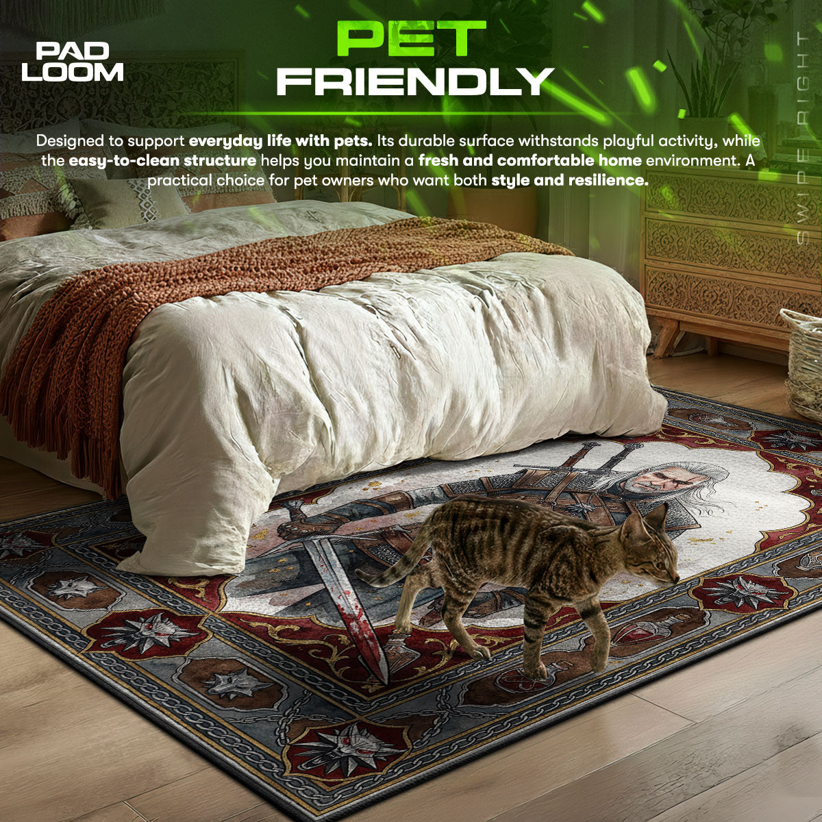 Geralt Wolf School Portrait Rug - The Witcher Chair Mat