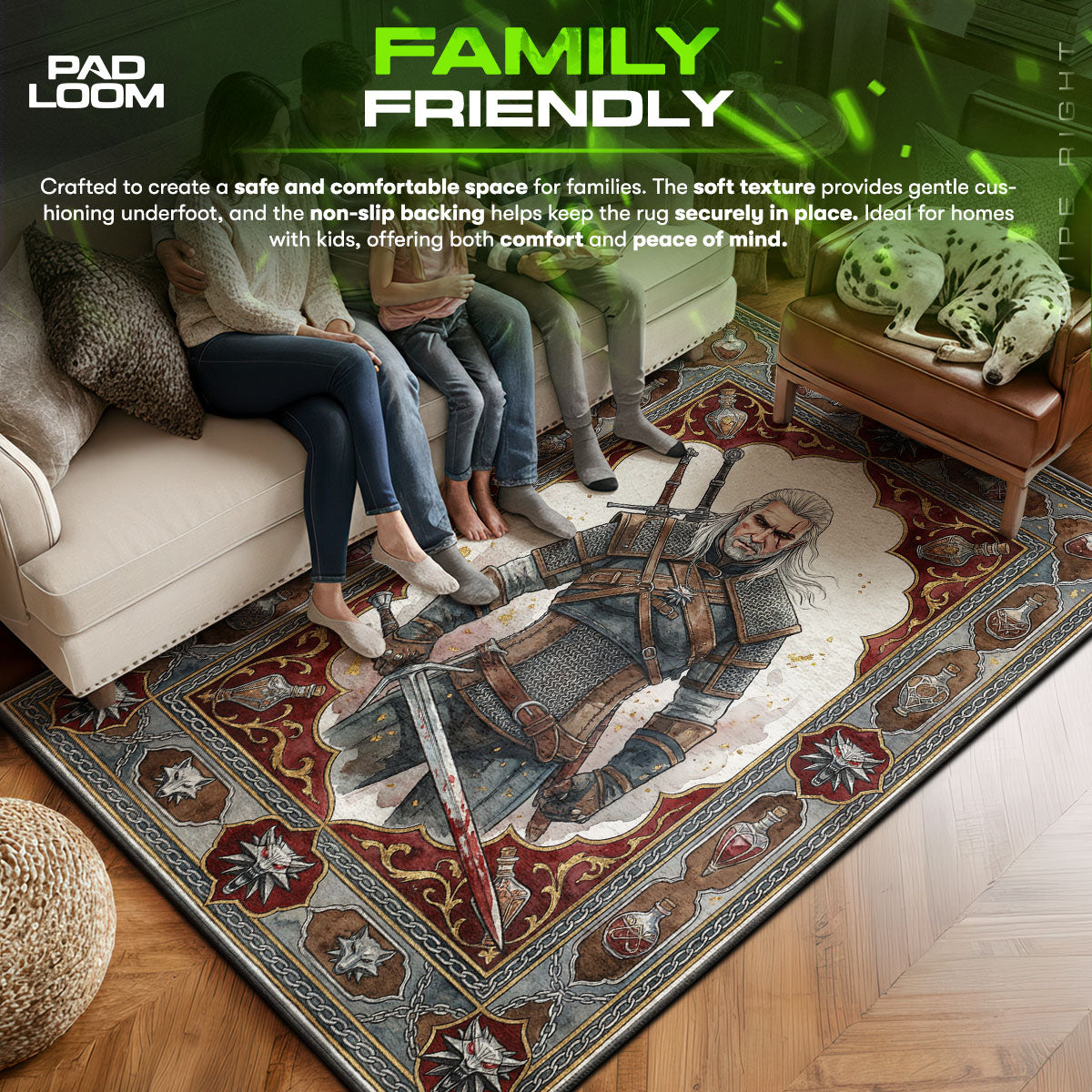 Geralt Wolf School Portrait Rug - The Witcher Chair Mat