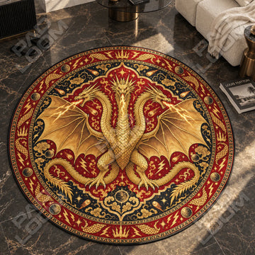 Ghidorah Lightning Round Rug - Godzilla Chair Mat
