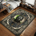 Simon Ghost Riley tactical operator portrait with bullets and filigree border art gaming area rug and floor mat