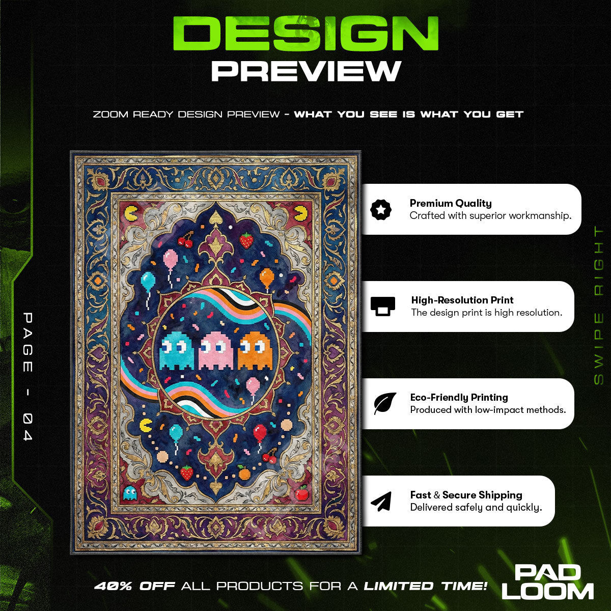 Ghost Trio Party Rug - Pac-Man Chair Mat