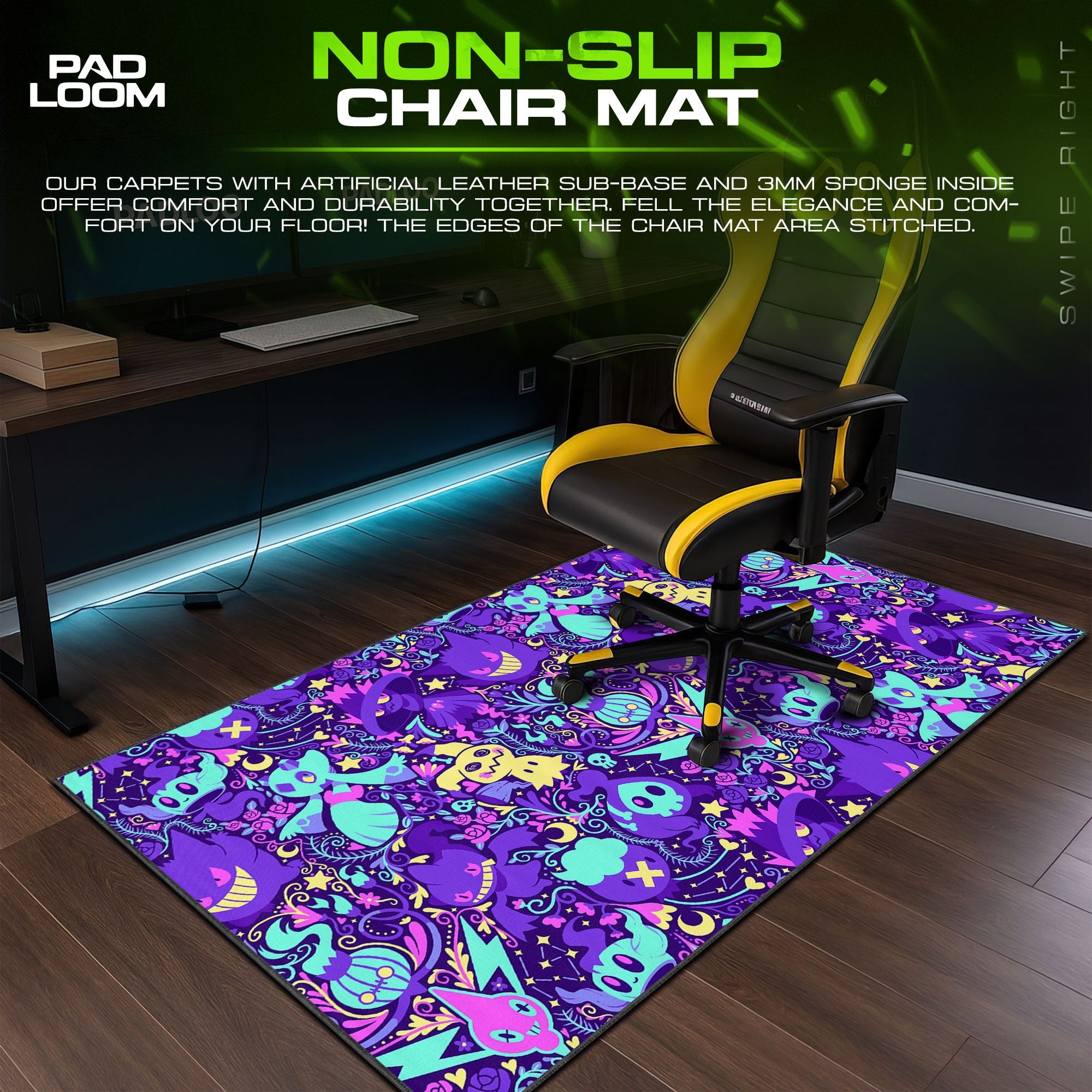 Ghost Type Pokémon Mouse Pad - Neon Spirit Anime Desk Mat Padloom