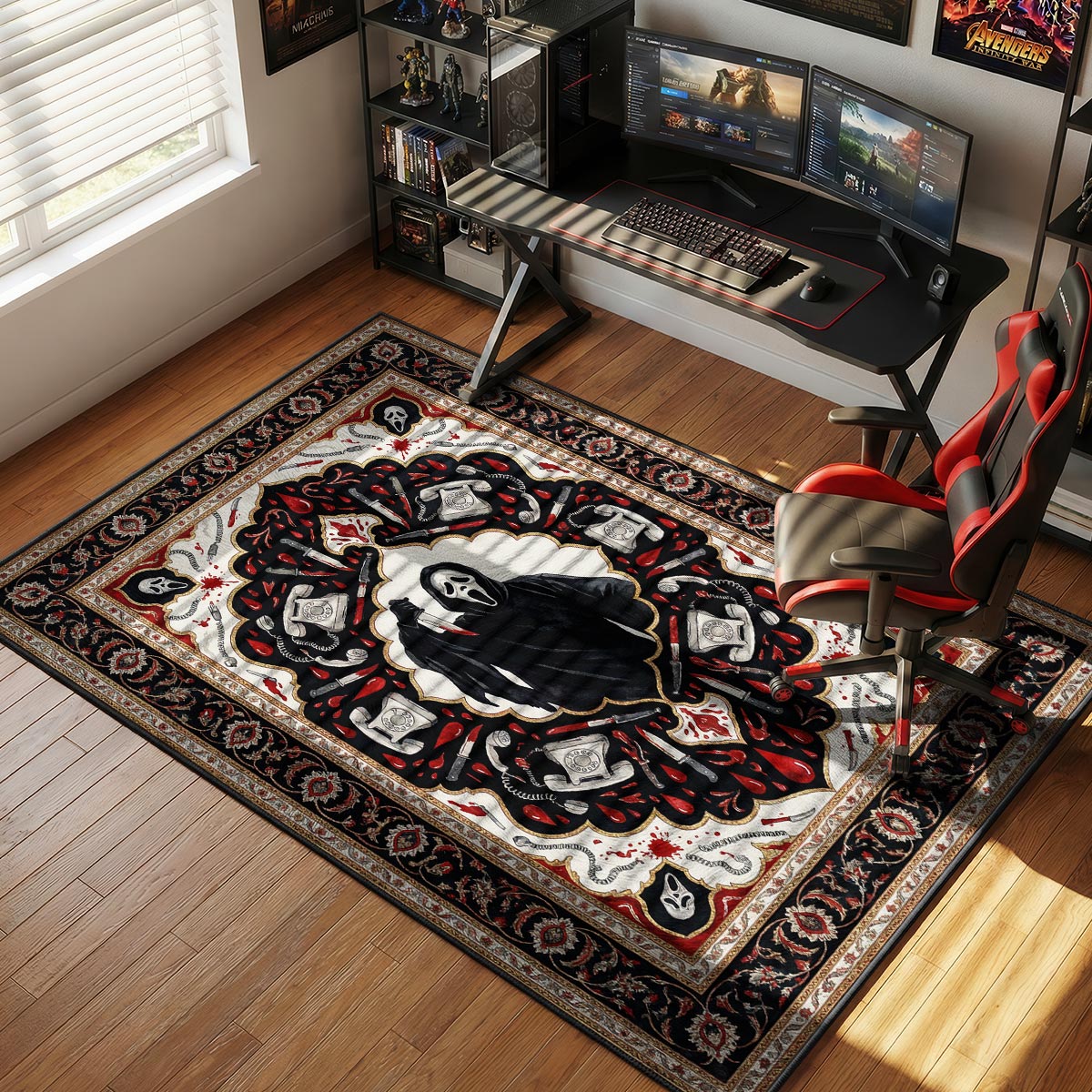Ghostface Bloody Phone Scream Room rug — main product view