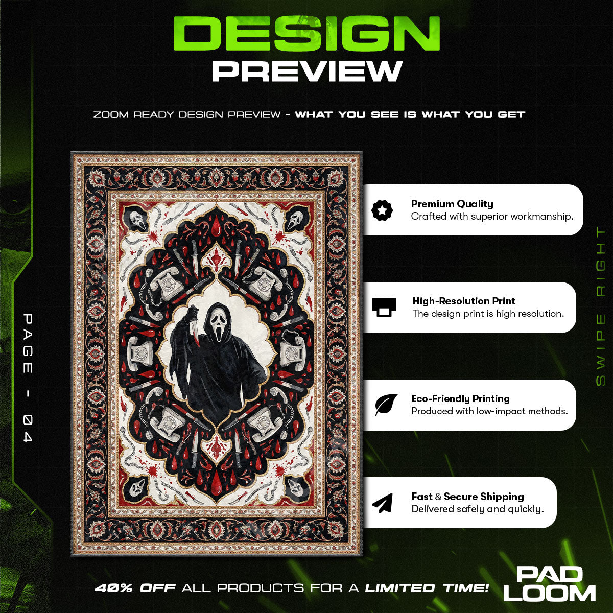 Room character design printed on rug