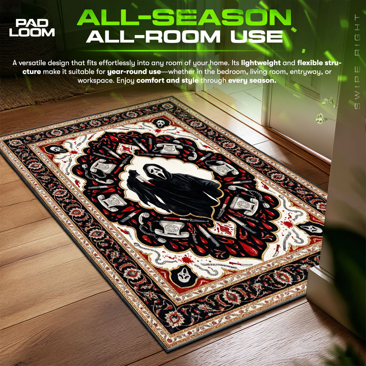Ghostface Bloody Phone Scream Room fan rug — premium quality print