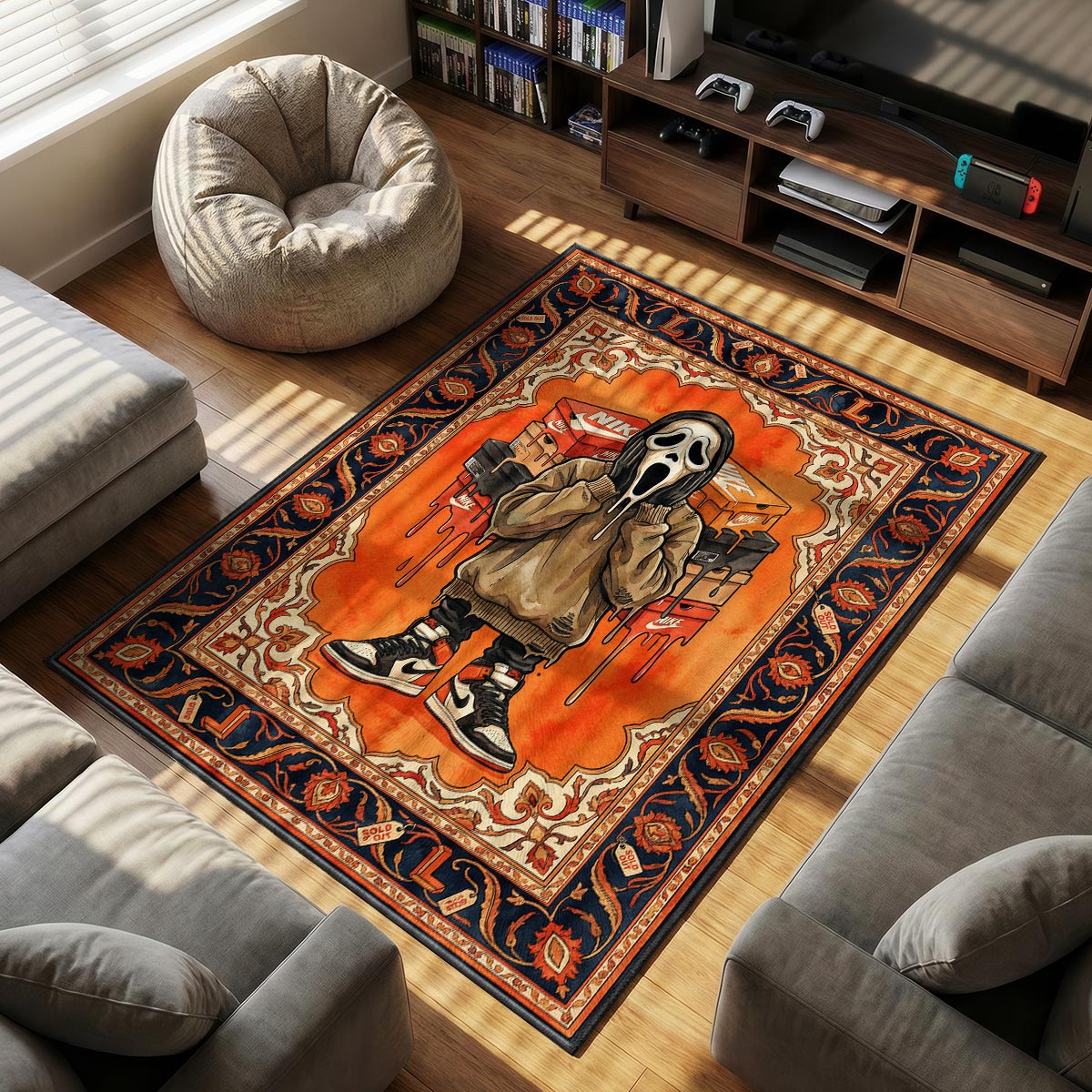 Ghostface Nike Baroque Rug - Sneakerhead Floor Mat