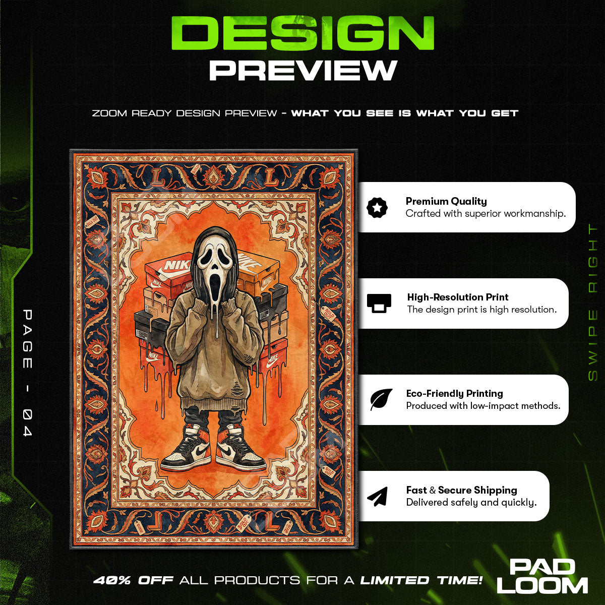 Ghostface Nike Baroque Rug - Sneakerhead Floor Mat