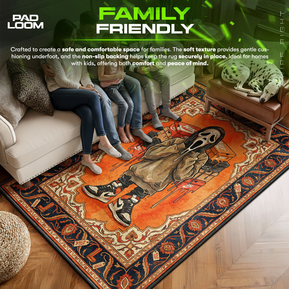 Ghostface Nike Baroque Rug - Sneakerhead Floor Mat