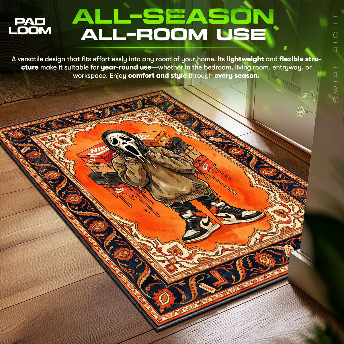 Ghostface Nike Baroque Rug - Sneakerhead Floor Mat