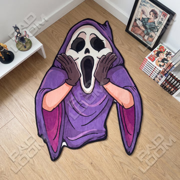 Ghostface shaped area rug, die-cut gothic rug