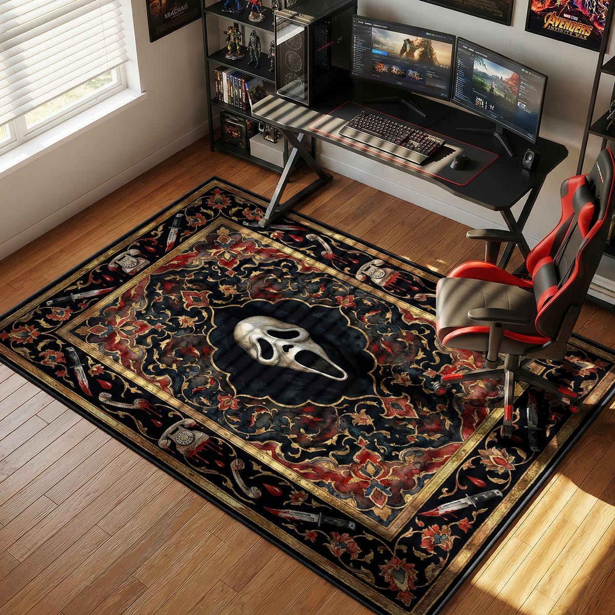 Ghostface Woodsboro Slasher Scream Room rug — main product view